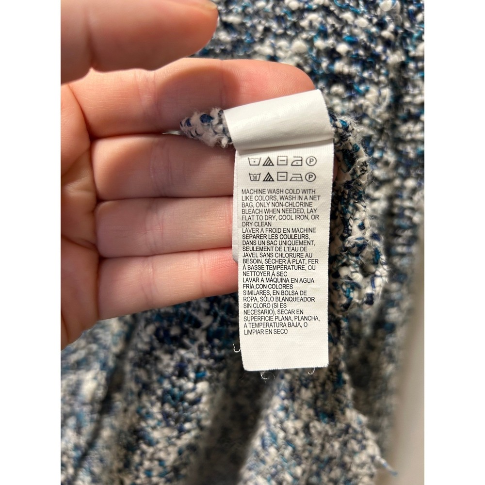 Lucky Brand Sweater Women M Blue Excellent Open Knit High-Low 3/4 Sleeve - Picture 4 of 5
